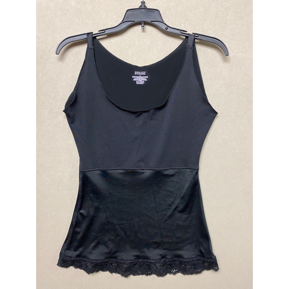 Spanx by Sara Blakely Black Lace Trim Shapewear Camisole Tank Top Large